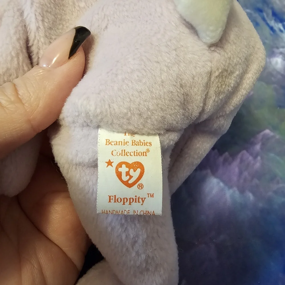 TY Beanie Baby Floppity the‎ Purple bunny